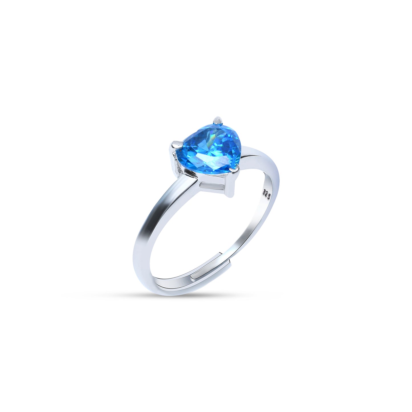 Adjustable Aqua Heart Ring