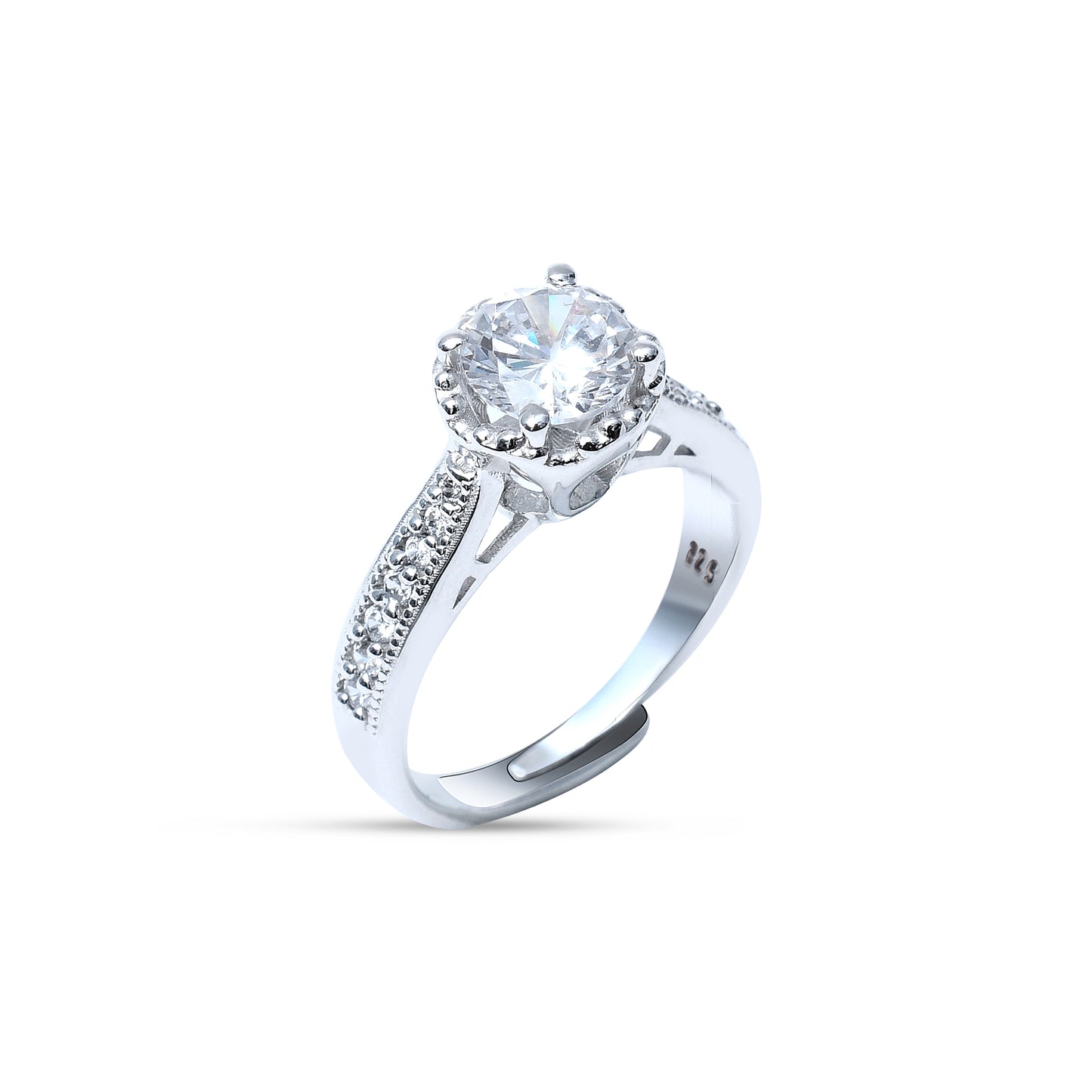 Adjustable halo solitaire ring