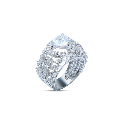 White Heart Solitaire Ring