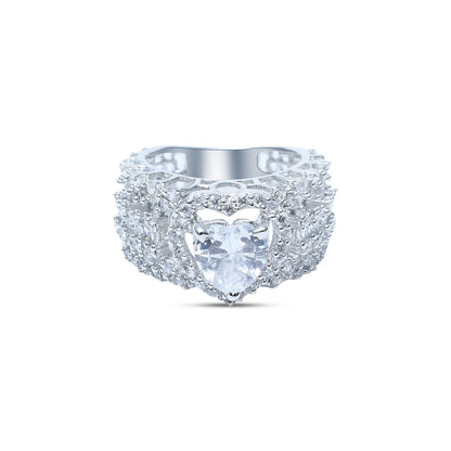 White Heart Solitaire Ring