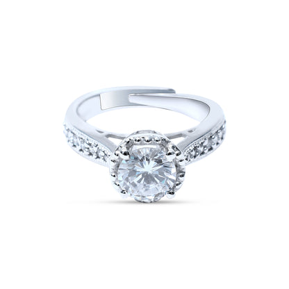 Adjustable halo solitaire ring