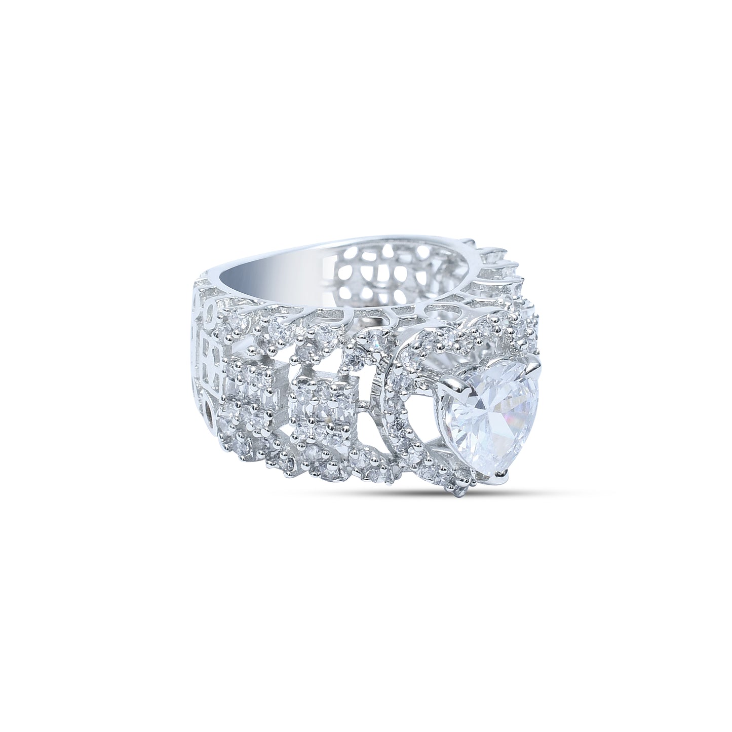 White Heart Solitaire Ring