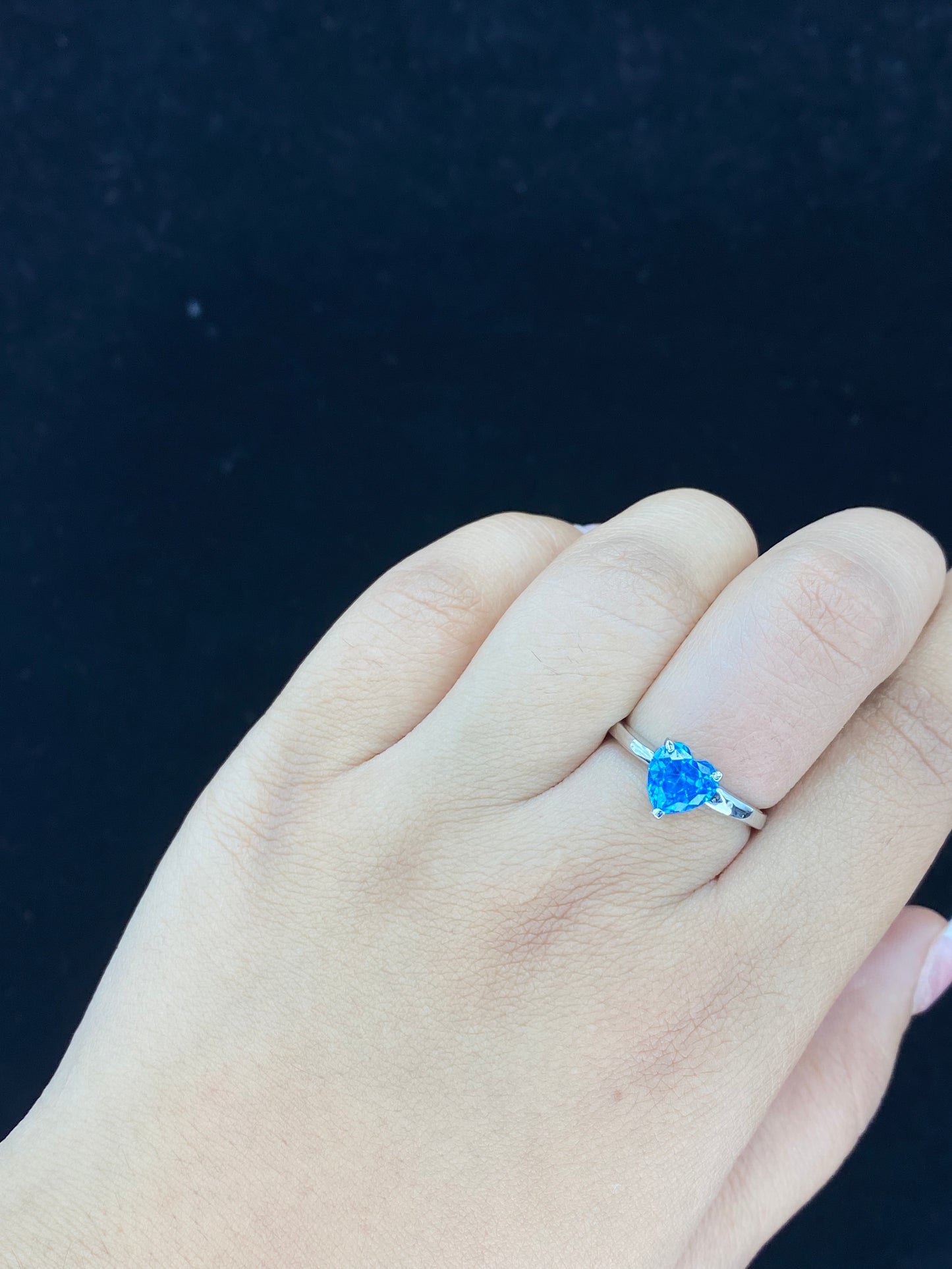 Adjustable Aqua Heart Ring